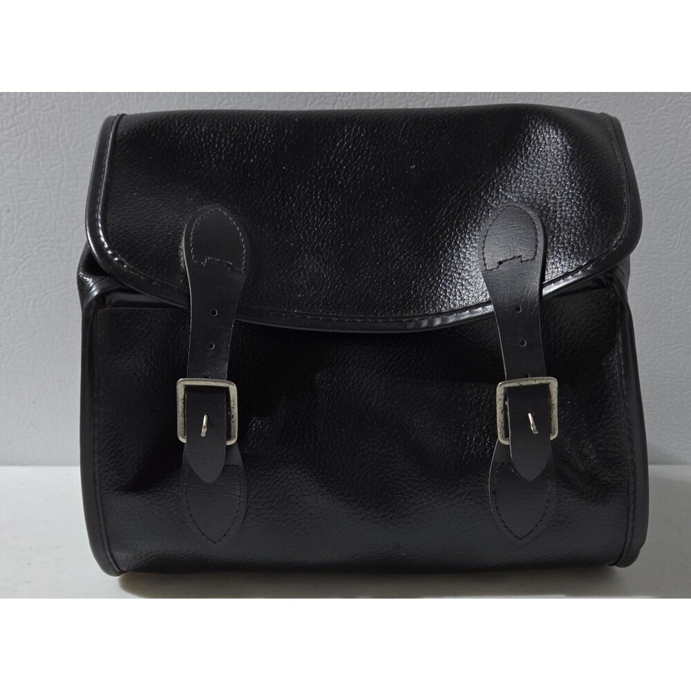 Vintage Motorcycle/Bicycle Black Leather Handlebar Bag Made In Japan